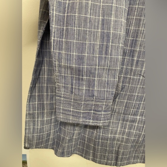 Flag & Anthem Mens Plaid Shirt Button Up Medium White Navy Blue Long Sleeve NWT - Picture 10 of 12